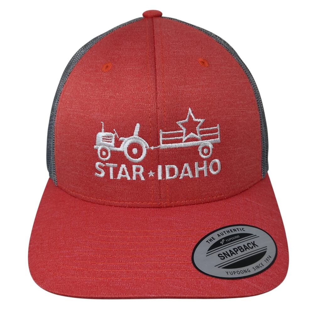 Star Idaho Snapback Trucker Hat Red One Size Adjustable Mesh Back Team 365